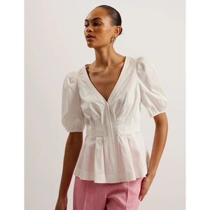 Ted Baker London Burdur Balloon Short Sleeve Top in White Ted Size 3/US 8